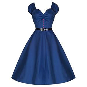 1950's Vintage Cap Sleeve Ruffle Casual Cocktail Party Swing Dress N11596