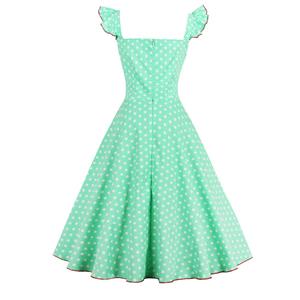 1950s Vintage Sleeveless Polka Dot A line Casual Cocktail Dress N12719