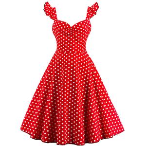 1950s Vintage Sleeveless Polka Dot A line Casual Cocktail Dress N12720
