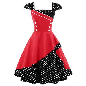 1960's Vintage Style Polka Dot Print Cocktail Party Dress N12949