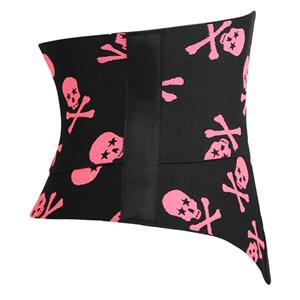 Crazy Sexy Pink Skulls Print Waist Training Cincher Halloween Corset N23404