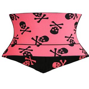 Crazy Sexy Pink Skulls Print Waist Training Cincher Halloween Corset N23405