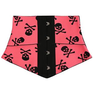 Crazy Sexy Pink Skulls Print Waist Training Cincher Halloween Corset N23405