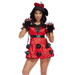 3pcs Sexy Cartoon Miss Mouse Mini Dress Adult Cosplay Costume Set N18473