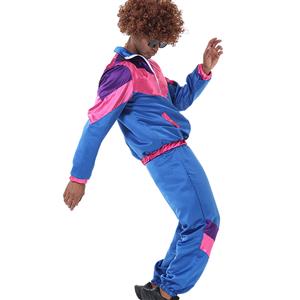 80s Men's Retro Tracksuit Top and Trousers Colorful Hip Hop Adult Cosplay Costume N23353