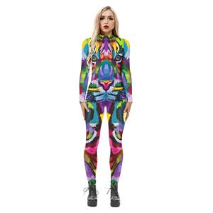 New Product Animal 3D Printed High Neck Long Bodycon Jumpsuit Halloween Costume N21249