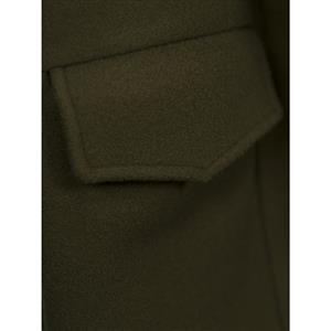 Women's Army Green Notched Lapel Double-Breasted Overcoat N15430