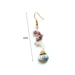 Lovely Pearl and Gemstone Artificial Seashell Mermaid Handmade Cosplay Pendant Earrings J21460