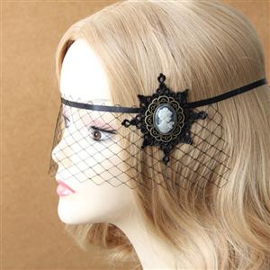 Women's Sexy Fishnet Jewelry Face Mask MS13017