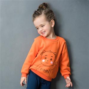 Lovely Bear Print Long Sleeve Sweatshirt, Girls Sweatshirt, Cotton Sweatshit for Girls, Jersey Pullover for Winter, #N12316