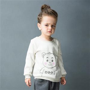 Girls Lovely Bear Print Cotton Long Sleeve Sweatshirt N12317