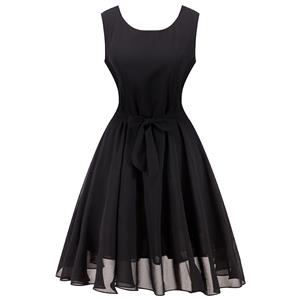 Elegant Black Sleeveless Chiffon Cocktail Party Dress N12482