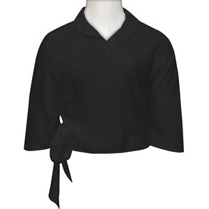 Black Cotton Cross Round Neck Women's Elegant Blouse N18185