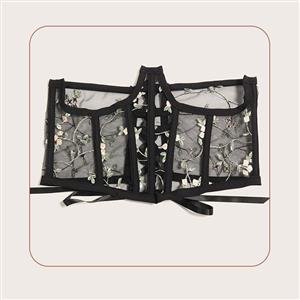 Fashion Spinning Embroidery Back Lace-up Elastic Wide Girdle  Belt N22313