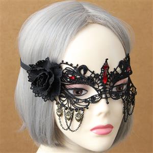 Princess Black Lace Flower Gems Masquerade Party Eyes Mask MS12987