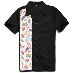 Black Male Fifties Bowling Shirt N13056