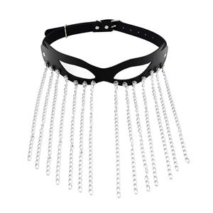 PU Leather Punk Style Personality Chain Leather Mask Party Masquerade Costume Party Face Masks MS23419