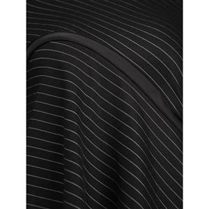 Women's Black Round Neck Long Sleeve Cold Shoulder Stripe Casual Mini Dress N15345