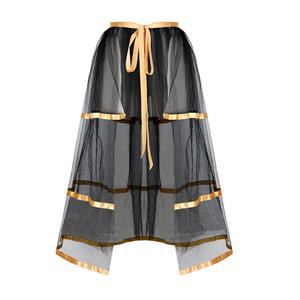 Sexy Gothic Black Transparent Tutu Skirt Adjustable Waistband Split Skirt N18262