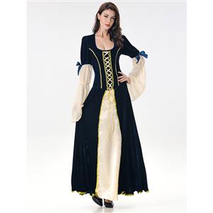 Dark-Blue Maiden Faire Medieval Ladies Cosplay Costumes N17077