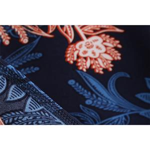 Deep Blue Women's Retro Round Neckline Sleeveless Floral Totem Printed Swing Summer Day Dress N18822