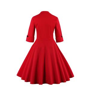 Elegant Vintage Polka Dot Bowknot Patchwork Dress N12069