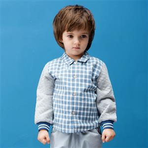 Boy's Cosy Plaid Patchwork Shirt, Fashion Boys Clothing, Boys Top, Boys Shirt, #N12158