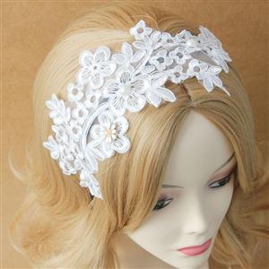 White Flower Lace Bridal Wedding Party Hairhoop J12831