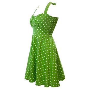Sexy 1950's Vintage Halter Polka Dot Print Casual Swing Dress N11500