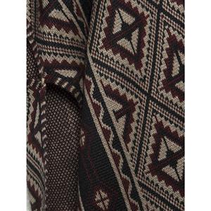 Womens Brown Stylish Short Sleeve Geometric Print Lace-up Cardigan Poncho Cape N15969
