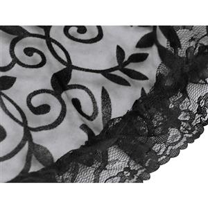 Steel Boned Black Jacquard Lace Trim Overbust Corset&Skirt Set N12774