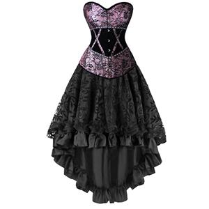 Elegant Gothic Burlesque Dancing Corset Skirt Set N12443
