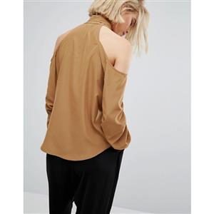 Sexy Camel Off the Shoulder Blouse N12452