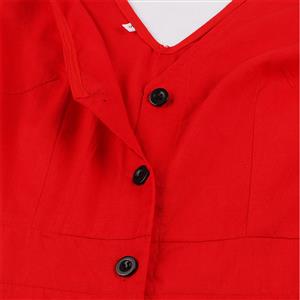 Vintage V Neckline Sleeveless Front Button High Waist Party Maxi Dress N19060