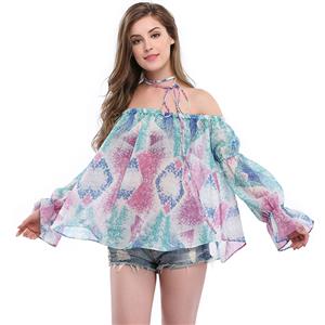 Charming Chiffon Off the Shoulder Blouse Tops N12610