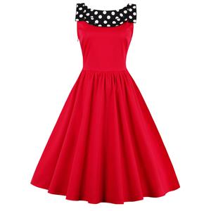 Sexy Sweet Polka Dot Print Patchwork Halter Cocktail Party Dress N12502