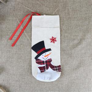 Snowman Red Wine Bag Christmas Eve Dinner Party Decorative Accessory XT19826