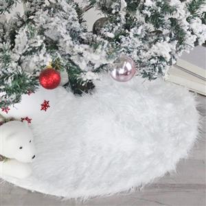 Christmas Tree Skirt White Faux Fur 120cm Dinner Party Decoration XT19907