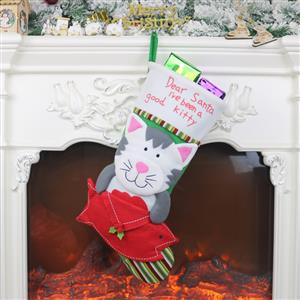 Christmas Cat Stocking for Pets Dinner Party Tree Decoration XT19906