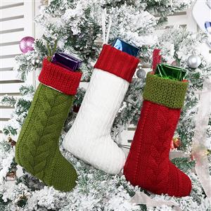Christmas Eve Long Stocking Wool Knitting Dinner Party Tree Decoration XT20036