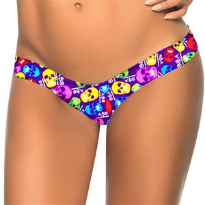 Women's Cololful Skull Pattern Hipster Bikini Panty Swimsuit Bottom BK11441