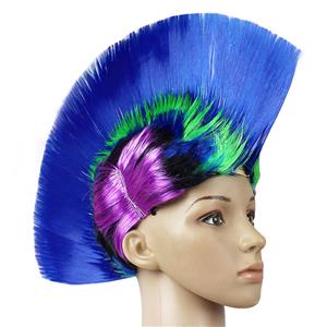 Funny Colorful Cockscomb Hair Modeling Punk Headdress Halloween Carnival Party Wig MS19662