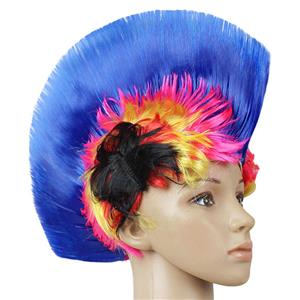 Funny Colorful Cockscomb Hair Modeling Punk Headdress Halloween Carnival Party Wig MS19663