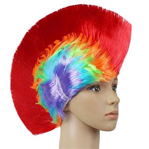 Funny Colorful Cockscomb Hair Modeling Punk Headdress Halloween Carnival Party Wig MS19664