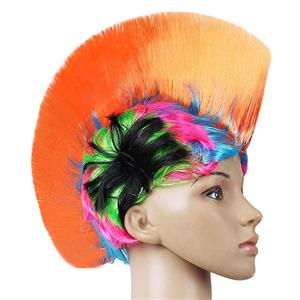 Funny Colorful Cockscomb Hair Modeling Punk Headdress Halloween Carnival Party Wig MS19667