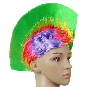 Funny Colorful Cockscomb Hair Modeling Punk Headdress Halloween Carnival Party Wig MS19668