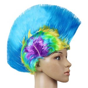 Funny Colorful Cockscomb Hair Modeling Punk Headdress Halloween Carnival Party Wig MS19670