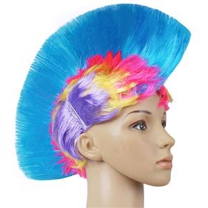Funny Colorful Cockscomb Hair Modeling Punk Headdress Halloween Carnival Party Wig MS19671