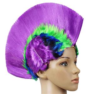 Funny Colorful Cockscomb Hair Modeling Punk Headdress Halloween Carnival Party Wig MS19672