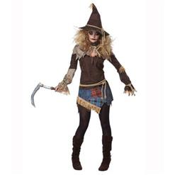 Creepy Scarecrow Costume, Cheap High Quality Costume, Sexy Scarecrow Costume, Hot Selling Halloween Costume, Women's Cosplay Horror Costume, #N14663